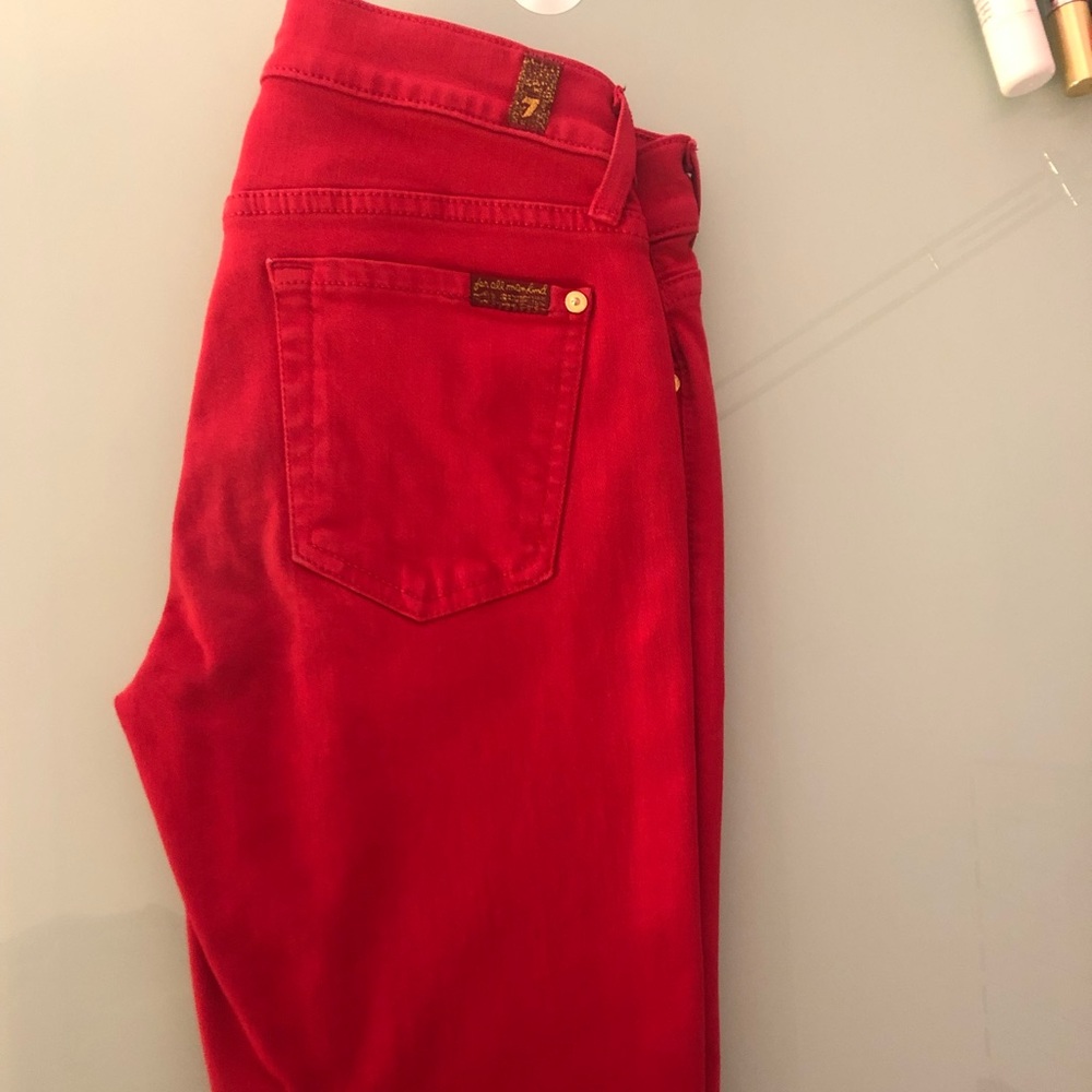 7 for All Mankind Red Skinny Jeans